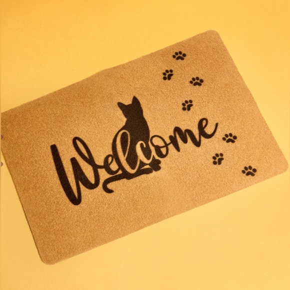 Cat Lady Box Cat Welcome Mat NEW - Picture 1 of 2